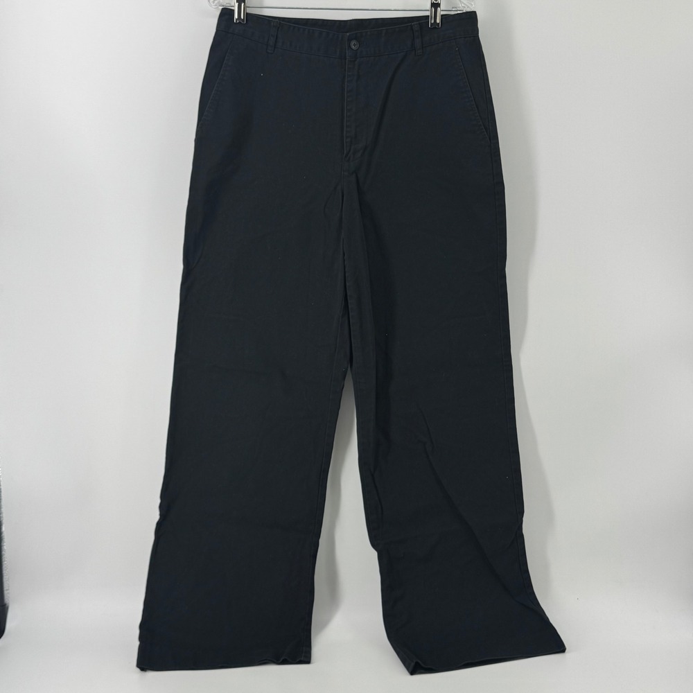 Lauren Ralph Lauren Black Cotton Wide Leg Cinch Back Trousers Pants Size 10